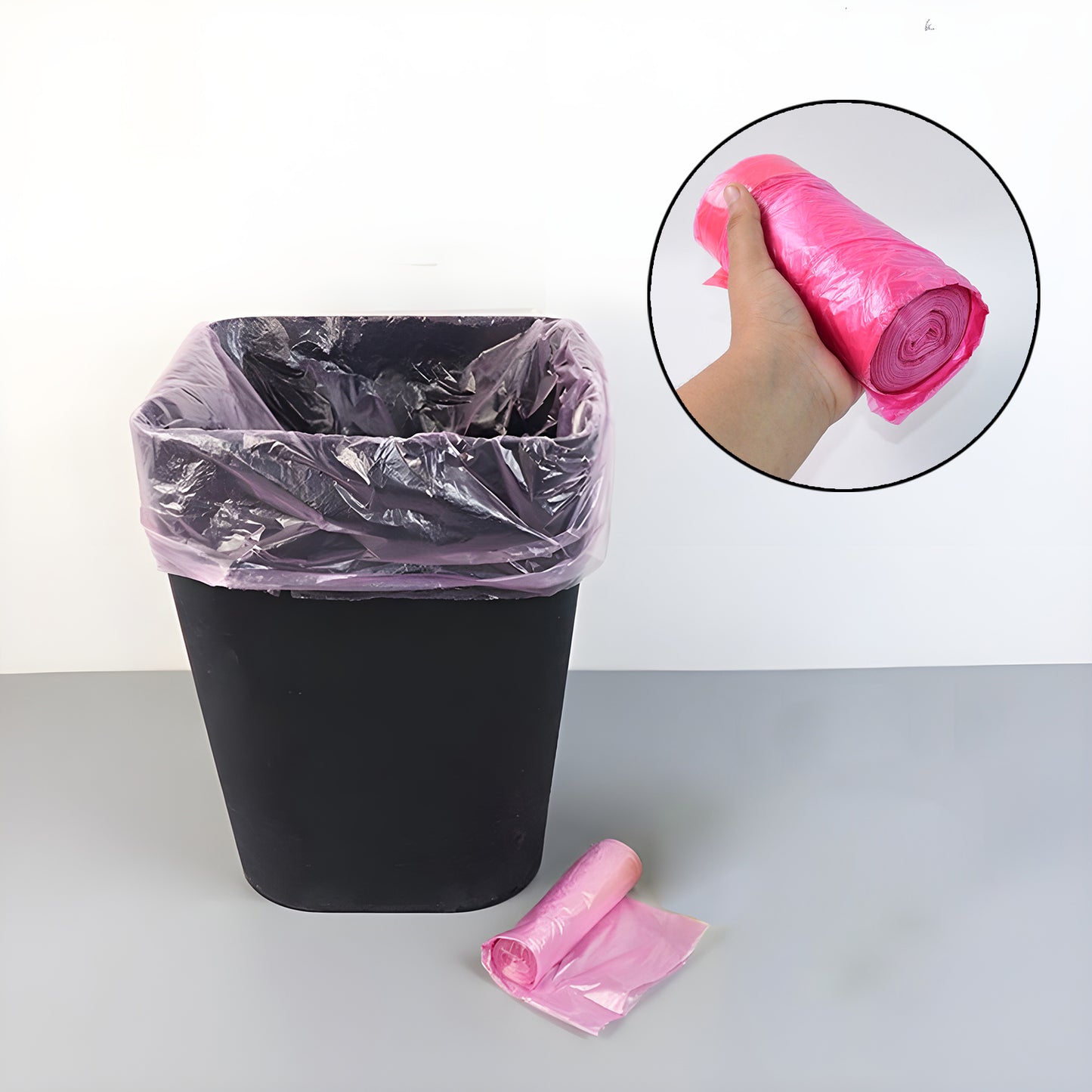 Wukusy garbage bags roll in mixed colors, 45x45 cm, suitable for home and kitchen waste disposal, one bag per roll.