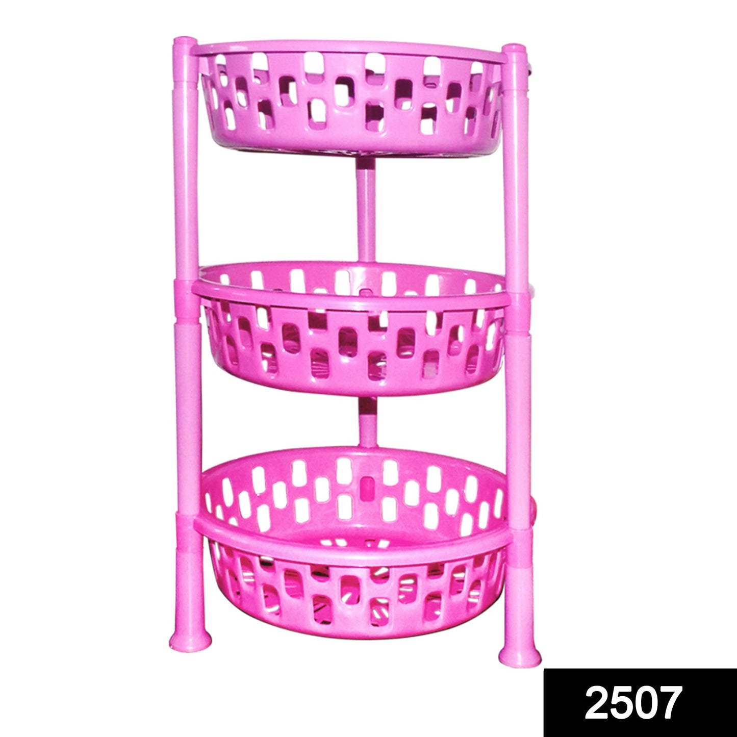 Wukusy 2507 round plastic storage rack organizer for kitchen tools, with multiple compartments for easy organization.