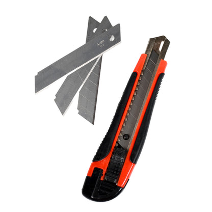 Wukusy heavy duty 18mm cutter knife set with rubber handle and extra blades, ideal for office and home cutting tasks.