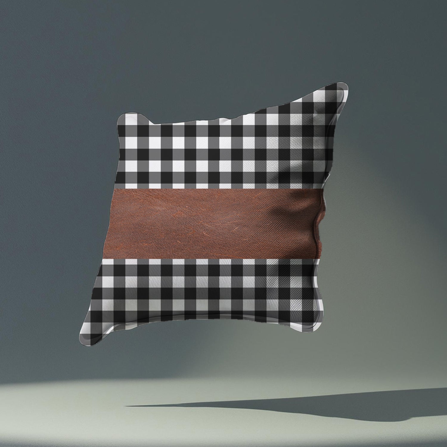 Pair of Wukusy leather and cotton pillow covers, 15x15 inch cushion covers, set of 2 for home improvement decor.