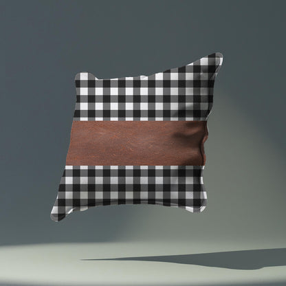 Pair of Wukusy leather and cotton pillow covers, 15x15 inch cushion covers, set of 2 for home improvement decor.
