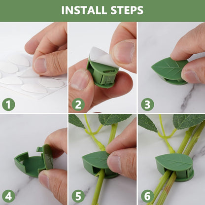 Wukusy plant climbing wall fixture clip set with self-adhesive hooks for supporting green vines and garden plants indoors or outdoors