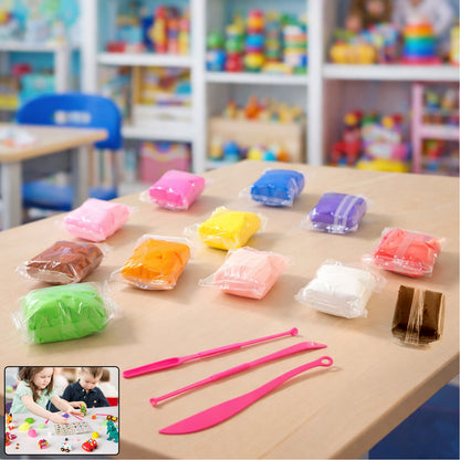Kids' Wukusy 12-color antibacterial super clay set with vibrant colors for creative play and crafting activities.