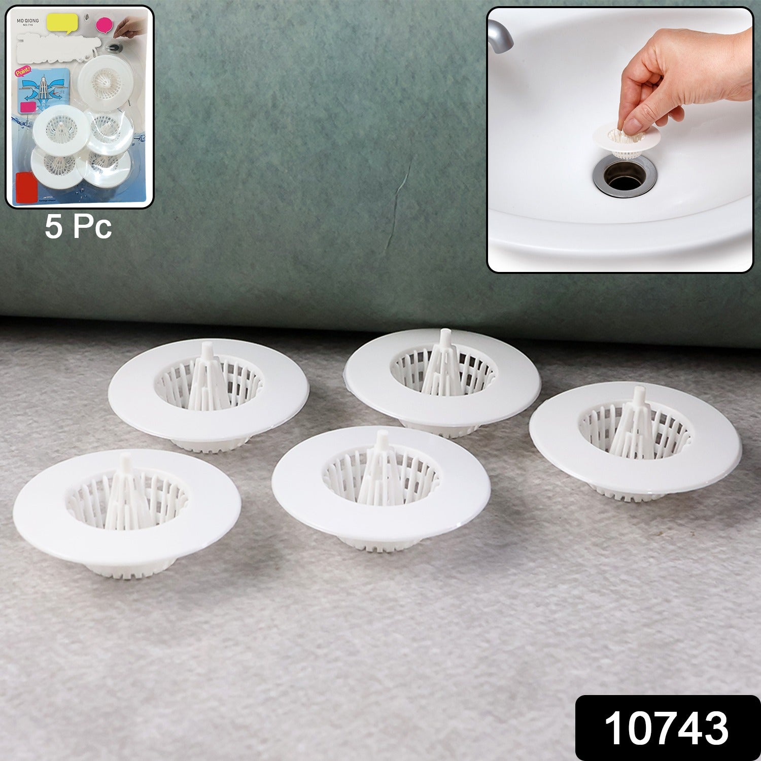 Wukusy 5-pack multipurpose sink drain hair catchers and strainers for home and kitchen, made of durable 304 stainless steel.