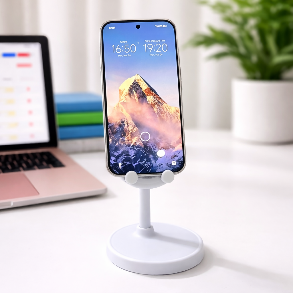 Wukusy cute bunny mobile stand holder for desk and kids study table, featuring a colorful, playful bunny design.