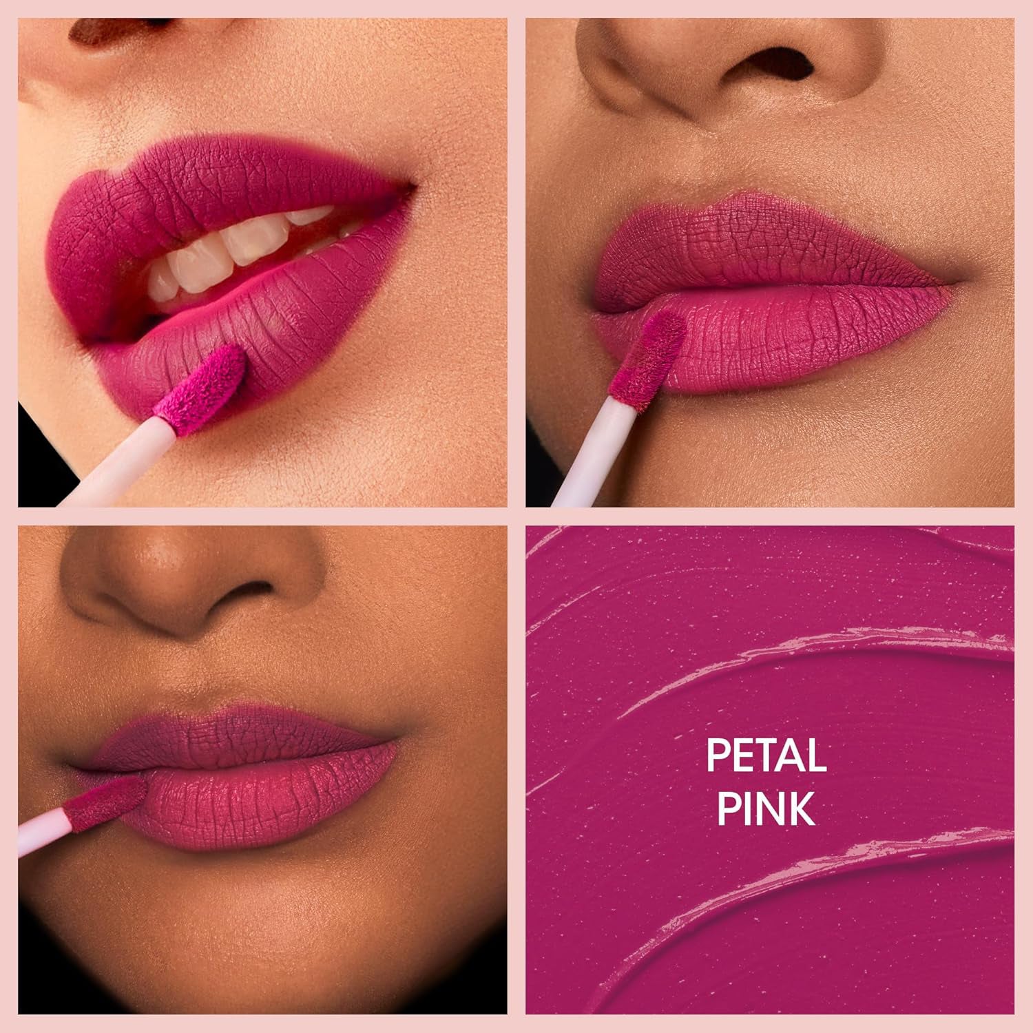 Wukusy Og Beauty Petal Pink Moisture Lock Liquid Lipstick in 4.5ml, showing the tube with pink shade and applicator wand.