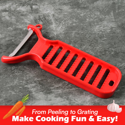 Wukusy Supermom ginger grater and peeler in a kitchen setting, showing the stainless steel grater and peeler tool for ginger prep.