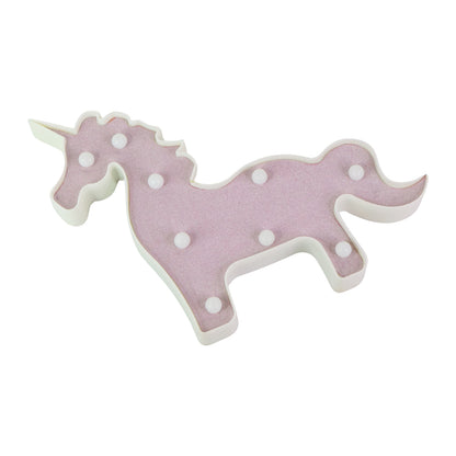 Wukusy magical unicorn-shaped LED night light for home decor, glowing softly with colorful lights in a cozy setting.