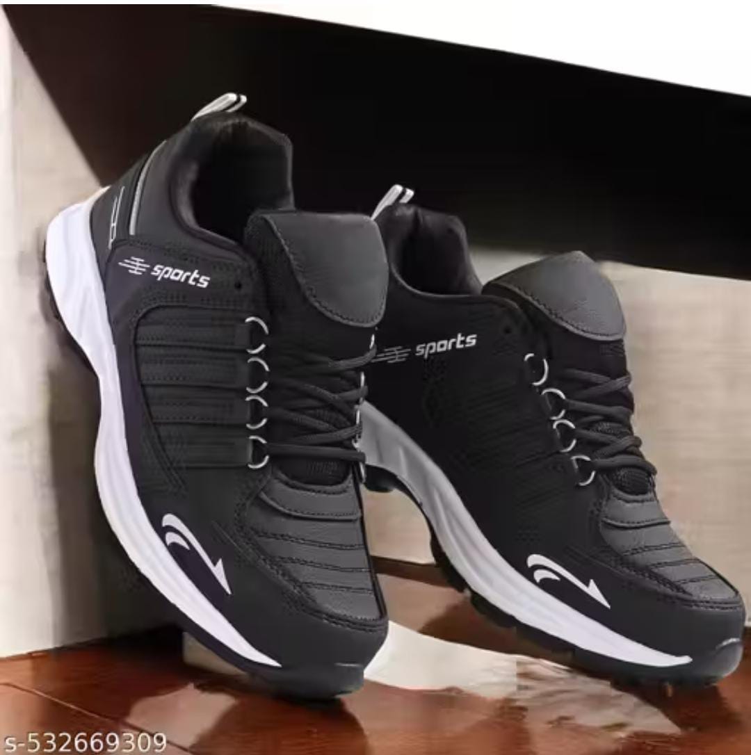 Black men's sports shoes from Drpshippr, featuring a sleek design suitable for outdoor activities and athletic wear.