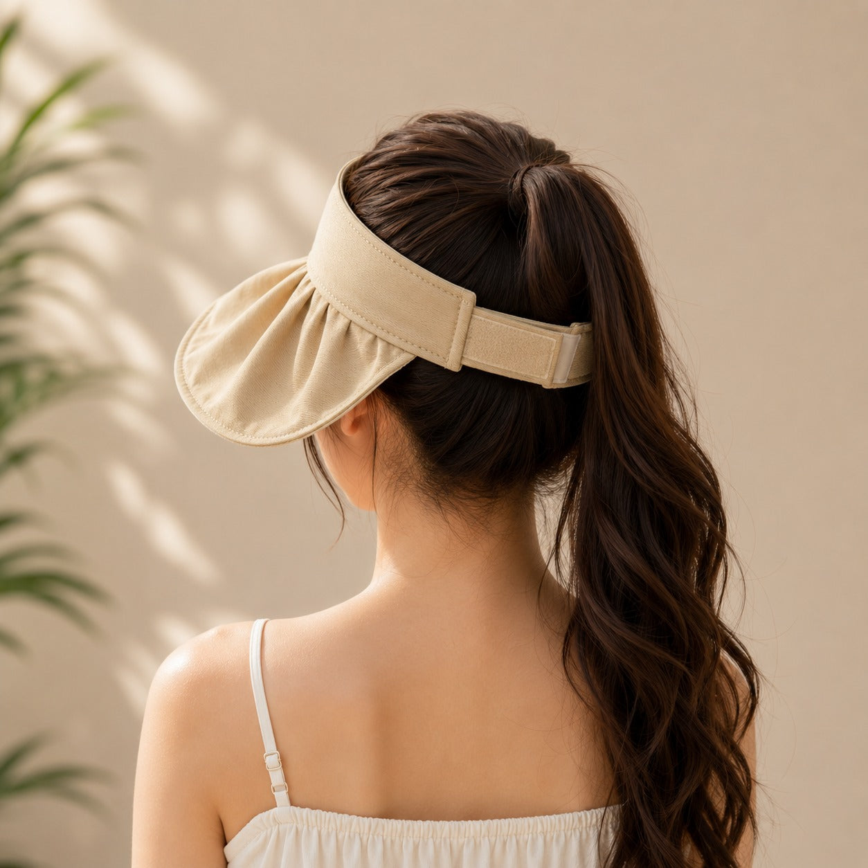 Wukusy women's wide brim sun visor cap with adjustable strap, perfect for summer outdoor sun protection in random color.
