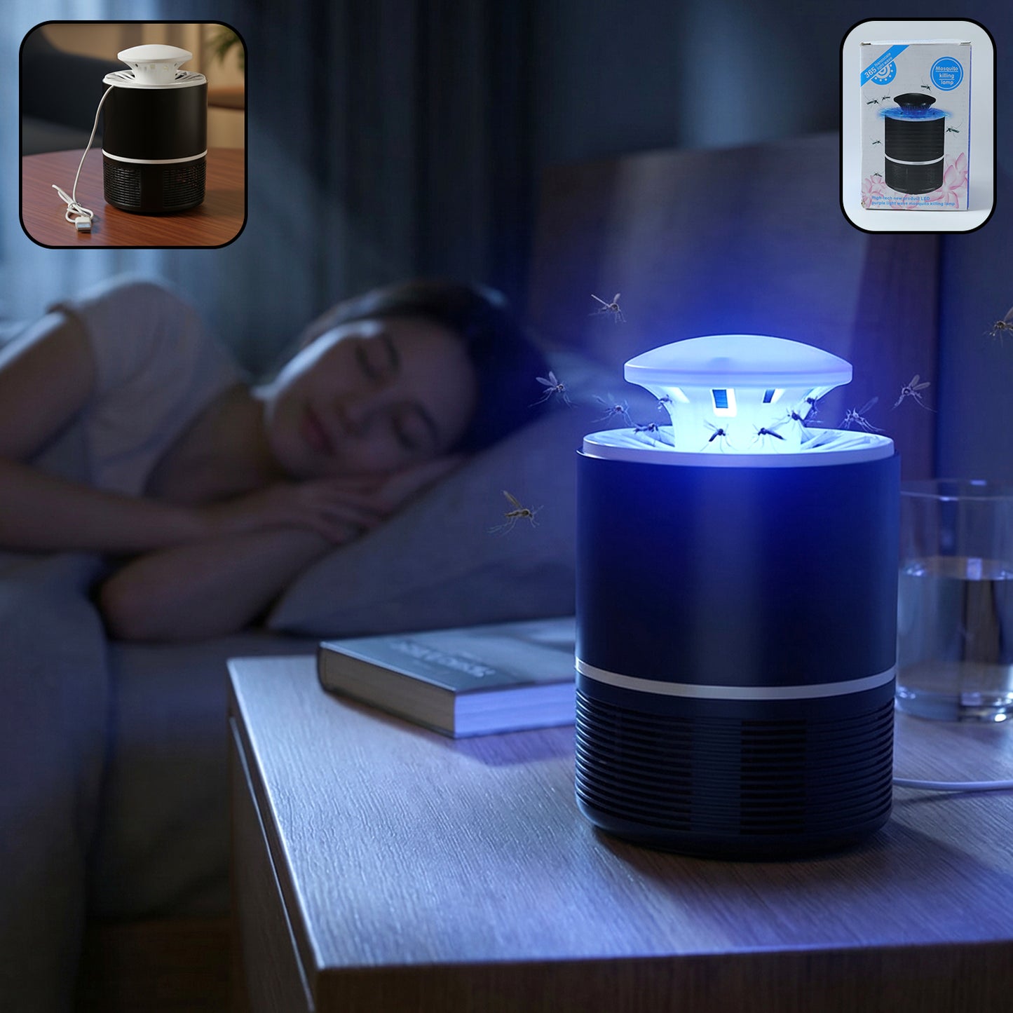 Wukusy USB-powered UV mosquito killer lamp, compact device with UV light to attract and eliminate mosquitoes.