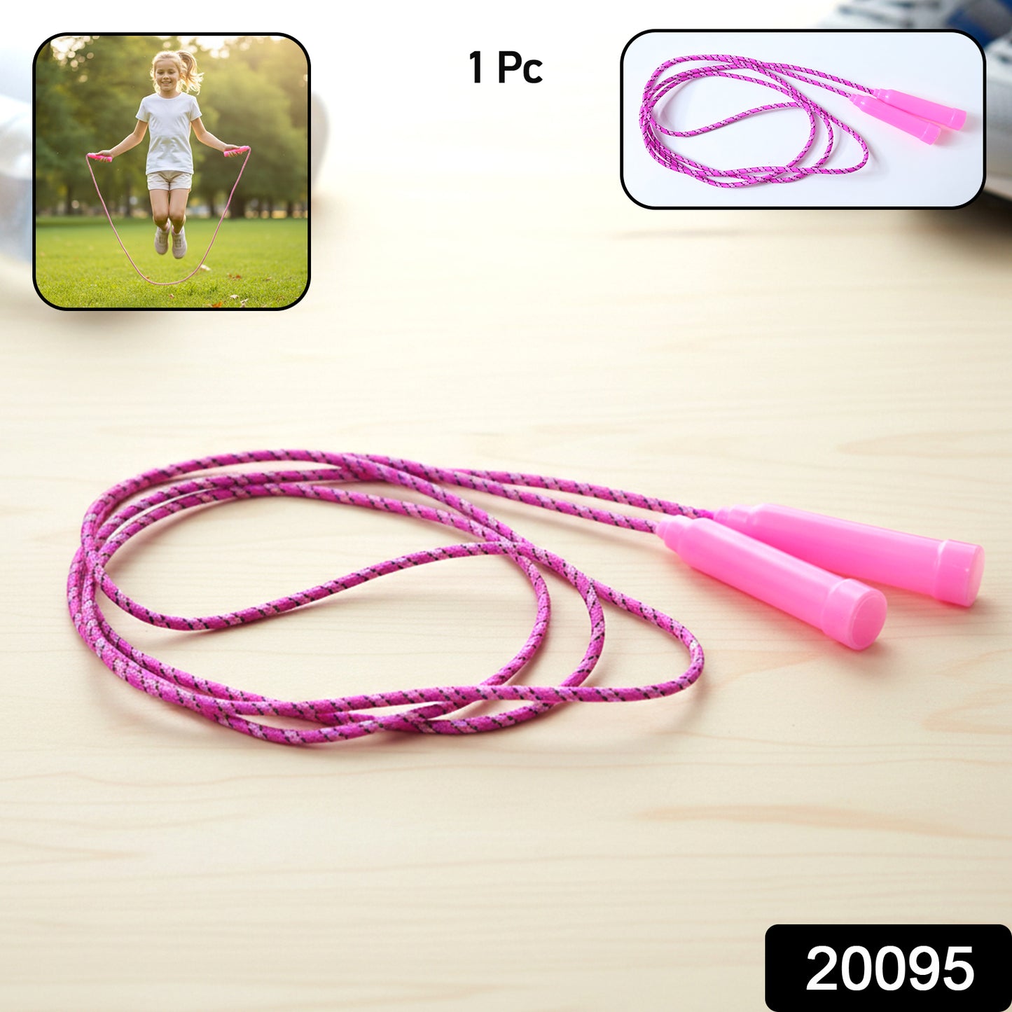 Wukusy kids and adults fitness skipping rope, lightweight and durable for cardio workouts, shown coiled on a white background.