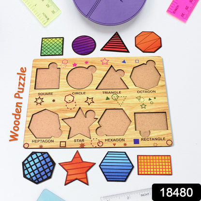 Wukusy wooden triangles puzzle toy with colorful interlocking pieces on educational learning board for children.