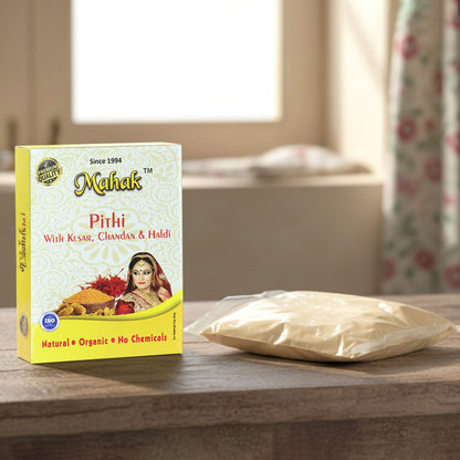 Traditional Wukusy Mahak Pithi for face and body, 40g, in a natural powder form with traditional packaging.