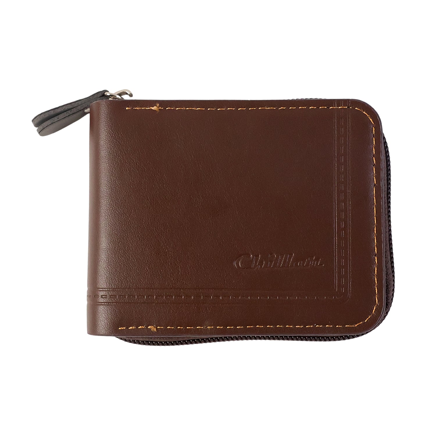 Wukusy premium zip-around travel card holder wallet with multiple card slots and compact design, shown in close-up view.
