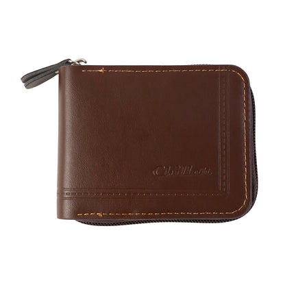 Wukusy premium zip-around travel card holder wallet with multiple card slots and compact design, shown in close-up view.
