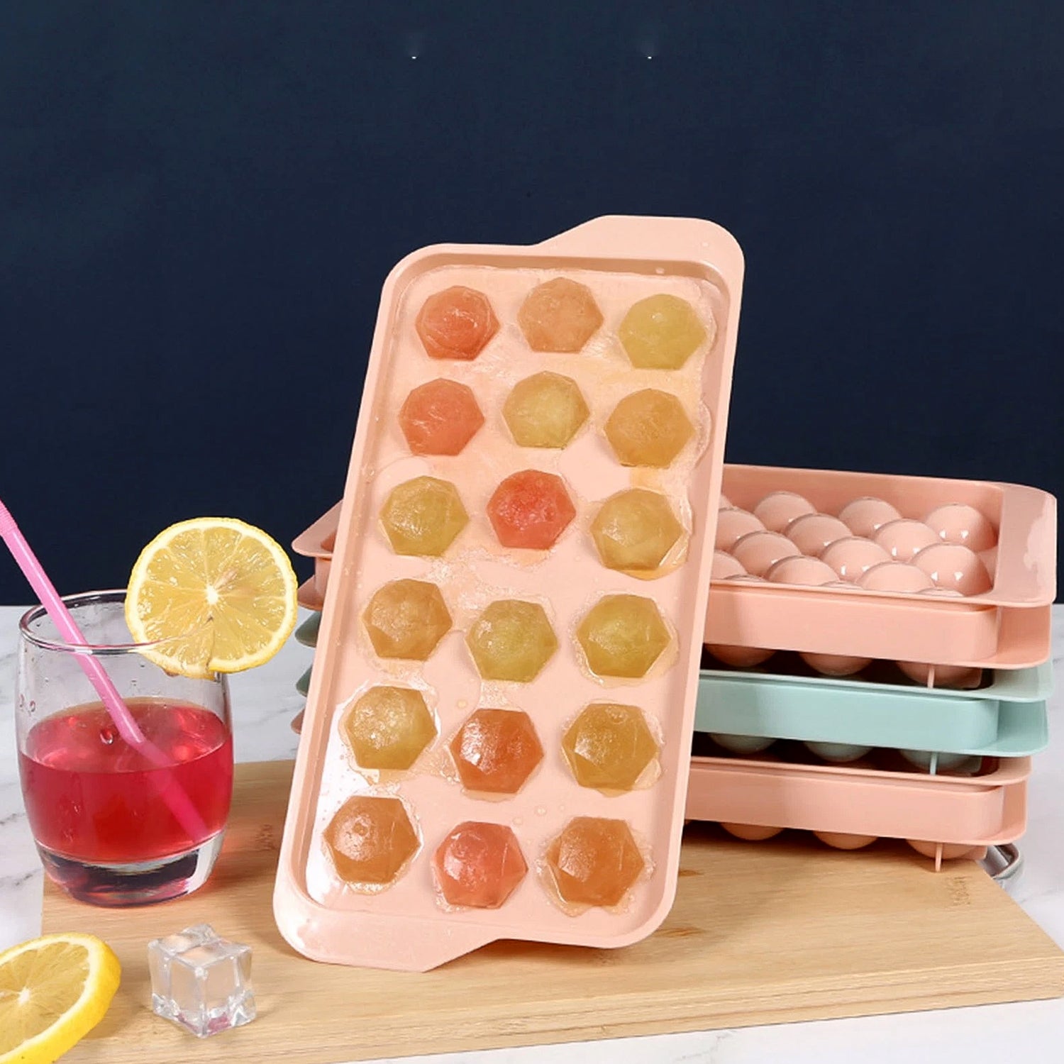 Wukusy durable plastic ice cube tray with multiple compartments for making ice cubes in a home kitchen setting