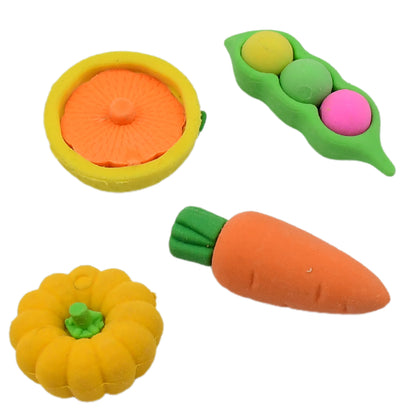 Set of four colorful Wukusy Mix Design Fancy Stylish Erasers for office use, featuring vibrant patterns and shapes.