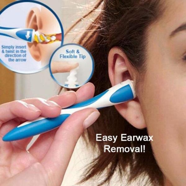 Wukusy Smart Swab silicone earwax removal tool with 16 soft disposable tips, easy and gentle ear cleaning device.