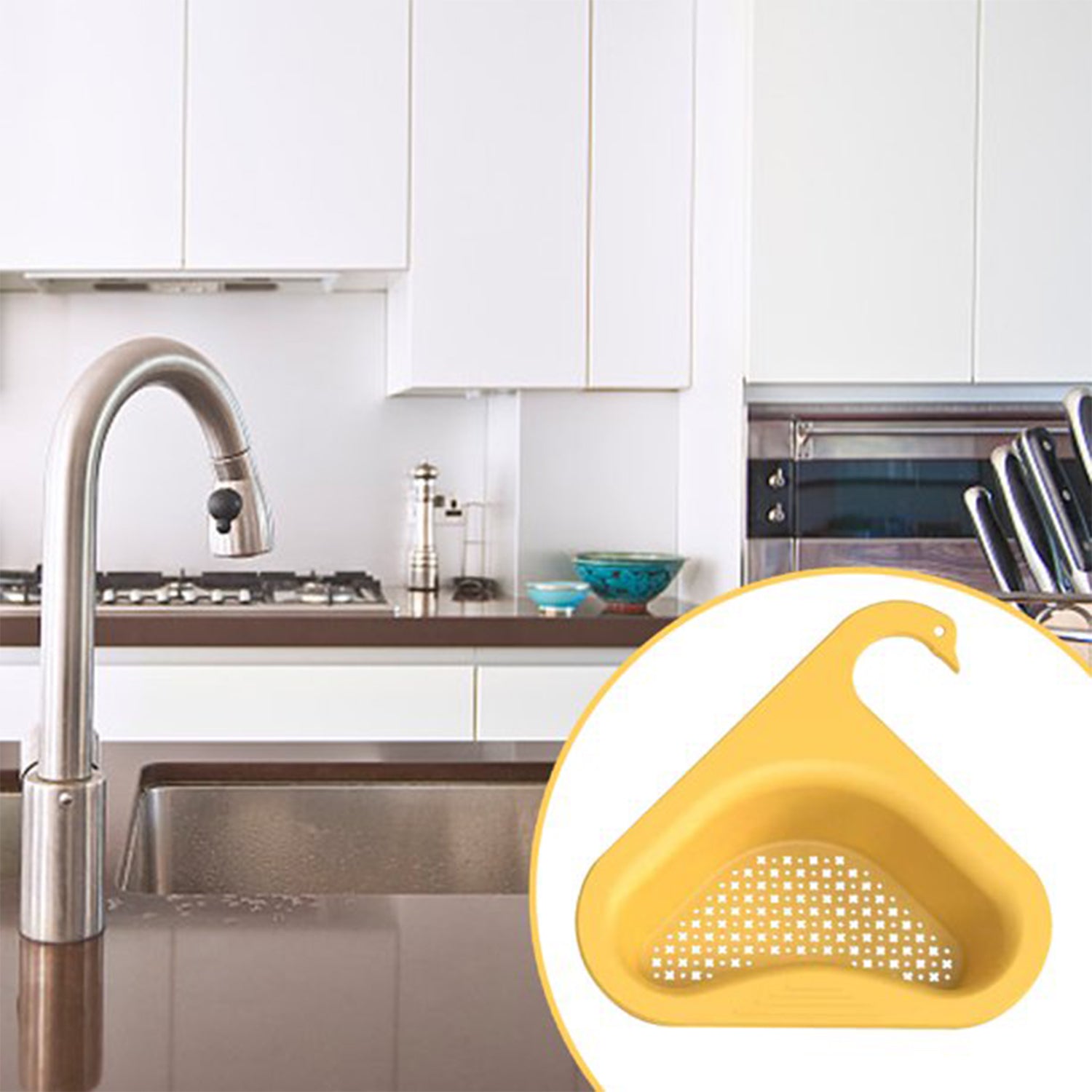 Wukusy Swan Drain Strainer for kitchen sinks and wash basins, capturing debris and preventing clogs in home drainage systems.