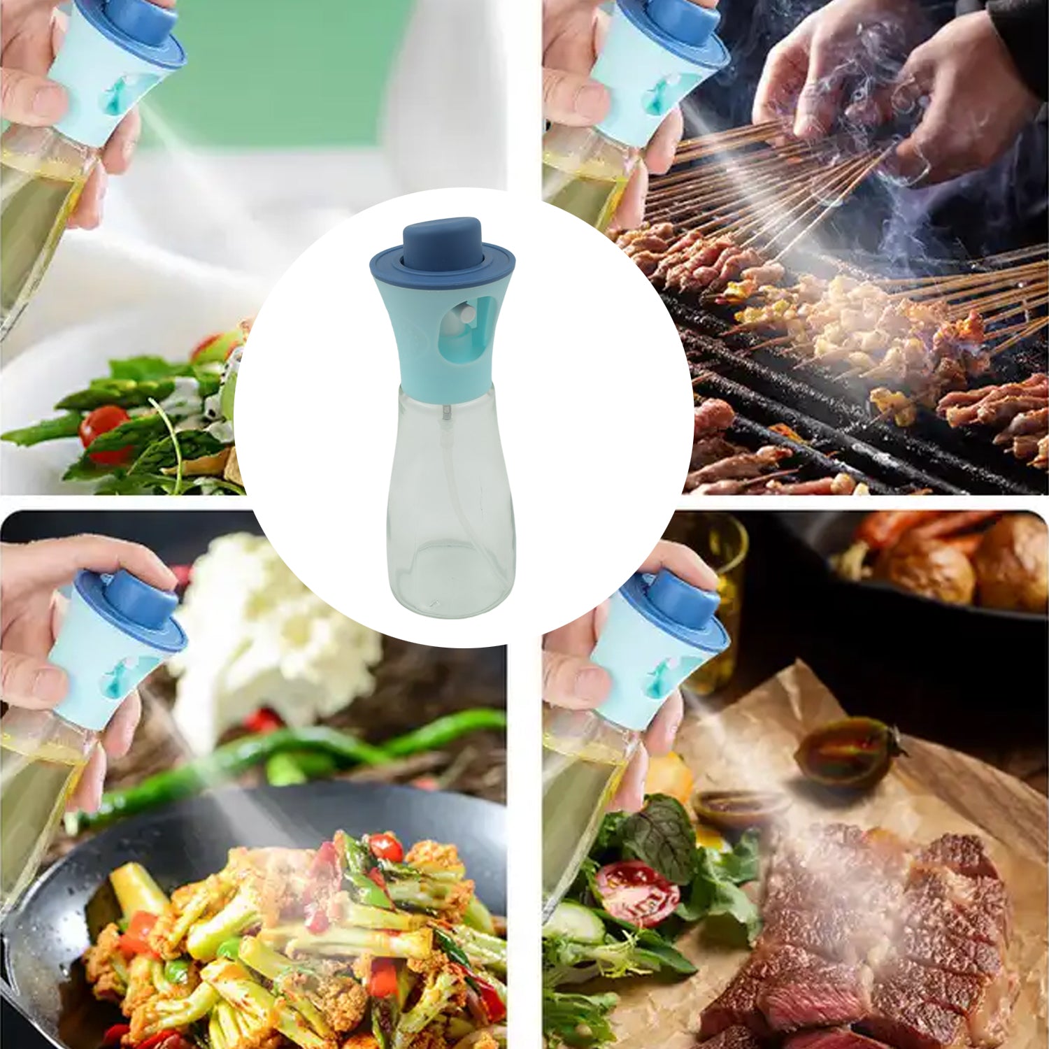 Wukusy 5340 oil dispenser bottle with spray nozzle, 170ml plastic olive oil and vinegar cruet for cooking and kitchen use