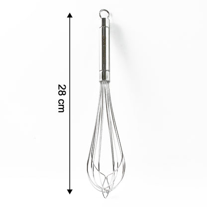 Wukusy Apex stainless steel medium hand whisk for kitchen mixing and whipping, with a comfortable handle and durable construction.