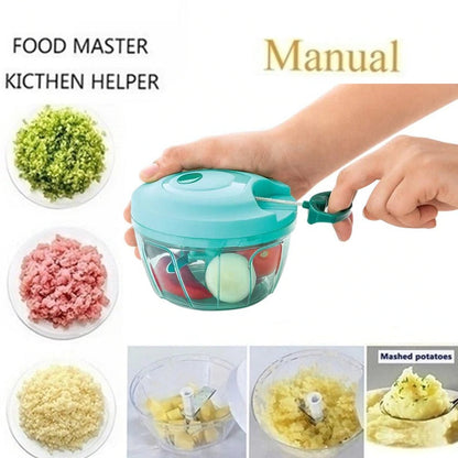 Wukusy Handy Mini Plastic Vegetable Chopper with 3 blades for onions and vegetables, compact kitchen accessory for easy chopping.