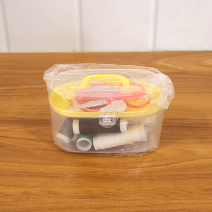 Wukusy multipurpose sewing kit set with needles, threads, scissors, and pins arranged in a compact case for sewing and mending tasks.