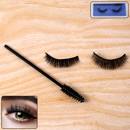 Wukusy premium 3D mink eyelash set with full, fluffy lashes for a natural, glamorous eye look in a beauty product image.