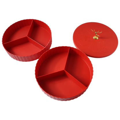Wukusy 2-layer decorative dry fruit and snack serving tray with multiple compartments for dry fruits and snacks.