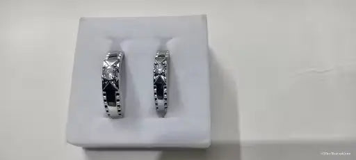 Twin Flame Couple Rings in silver-plated sterling silver with American diamonds, adjustable, free size, romantic jewelry by Ekom.