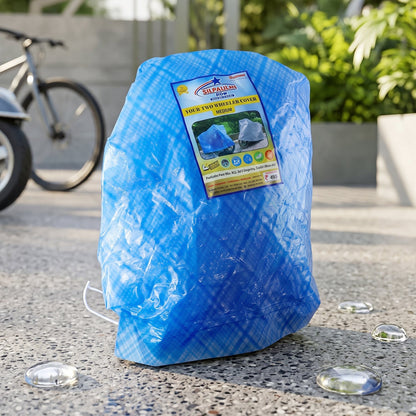 Medium waterproof two-wheeler cover by Wukusy, rainproof and dust-resistant, fits bikes up to 152x70 cm, includes one piece.