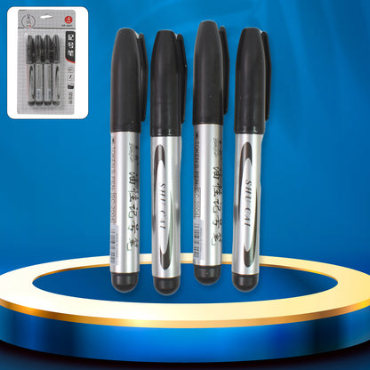 Wukusy black marker set for school and college use, includes 4 versatile office markers with bold ink for writing and highlighting.
