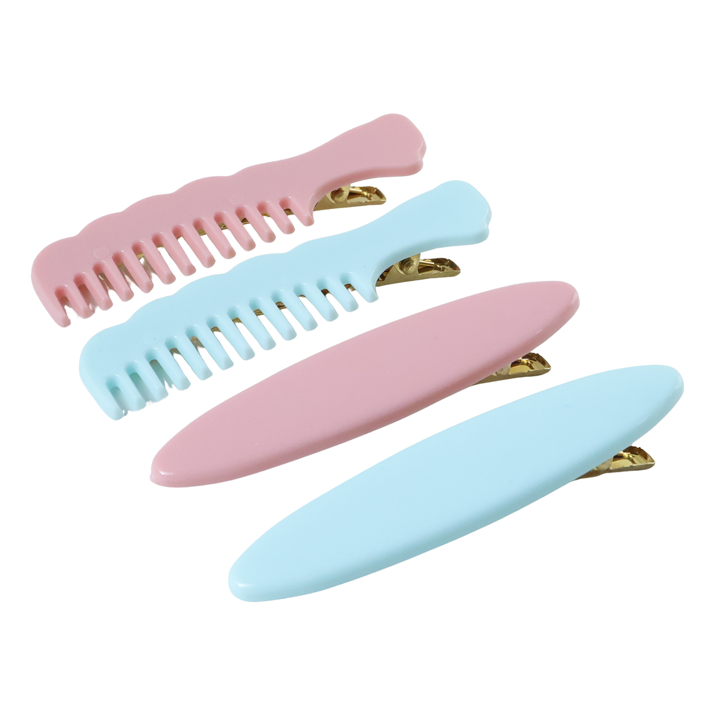 Set of four pastel-colored comb-style hair clips by Wukusy, featuring smooth, rounded edges and a stylish, functional design.