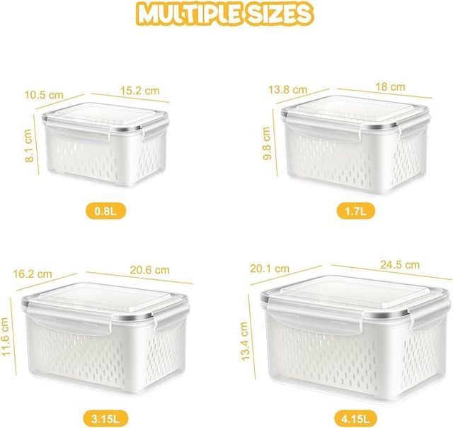 Pack of 2 fridge storage containers by 31154, clear plastic boxes ideal for organizing food in the refrigerator.