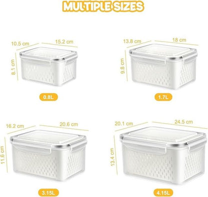 Pack of 2 fridge storage containers by 31154, clear plastic boxes ideal for organizing food in the refrigerator.