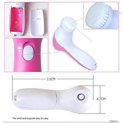 Pink Wukusy 5-in-1 smoothing body and facial massager with multiple attachments for skin care and relaxation.