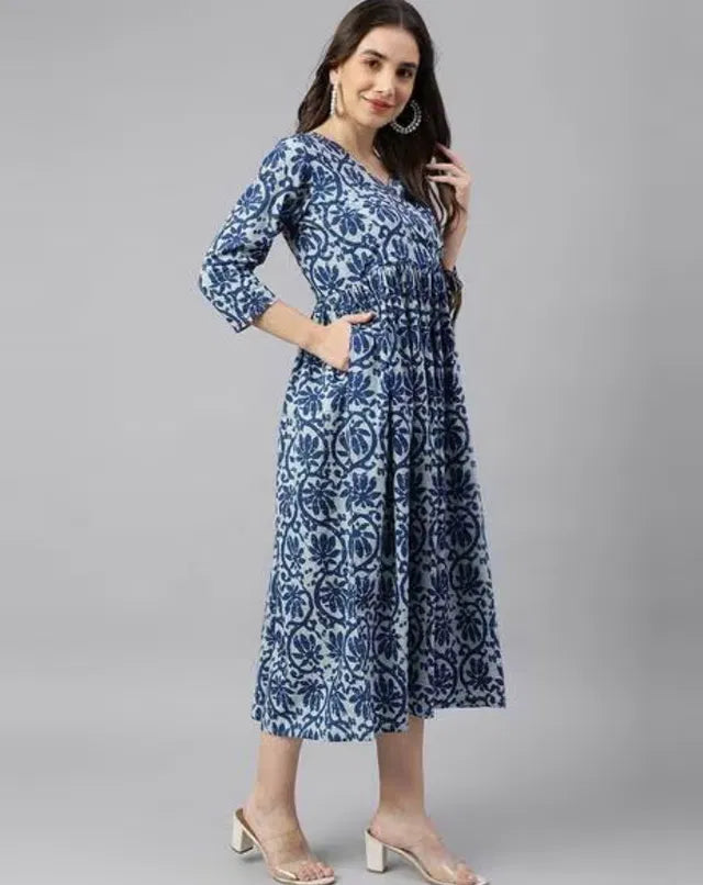 Women’s solid cotton gown by 3456, featuring a comfortable design and full-length silhouette in a soft fabric.