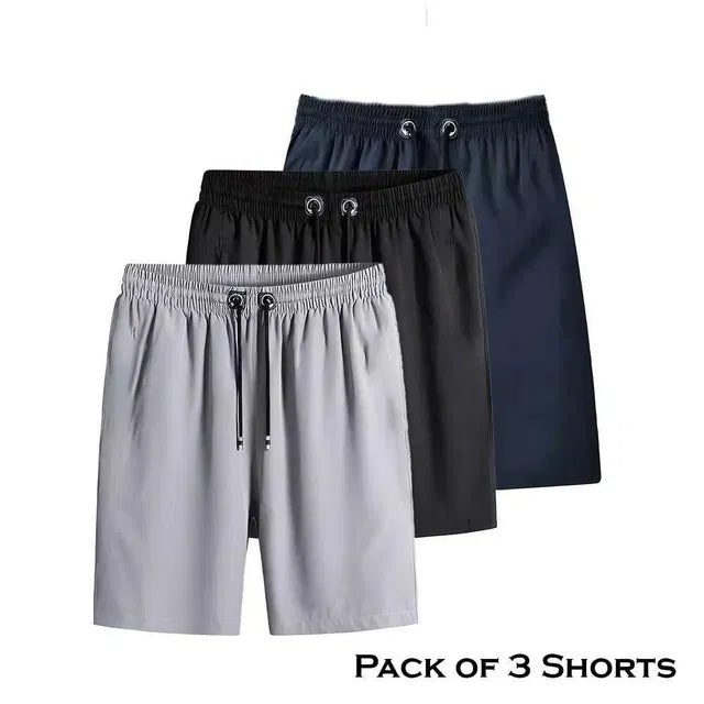 Set of 3 men's stretchable cotton shorts in various colors, designed for comfort and casual wear by brand 34751.