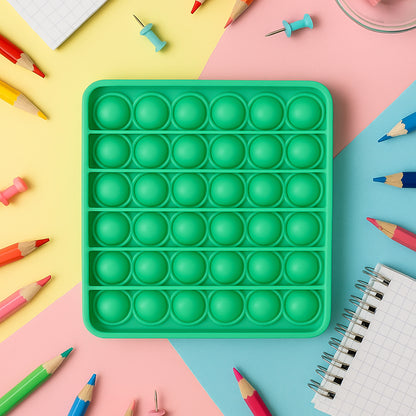 Wukusy premium square silicone Pop It fidget toy with colorful bubbles, perfect for stress relief and sensory play.