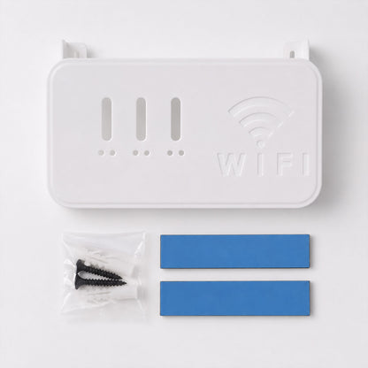 Wukusy wall mount WiFi router holder storage box with screws, designed to organize and secure router on the wall.