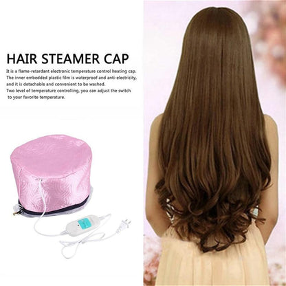 Wukusy 352 Thermal Head Spa Cap treatment with built-in beauty steamer for nourishing heat therapy on hair and scalp.