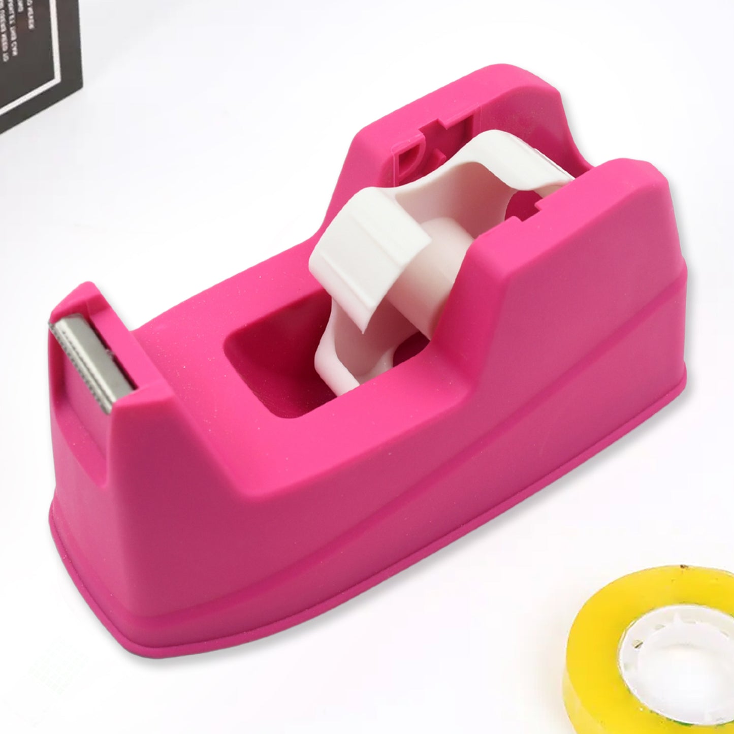 Wukusy plastic tape dispenser cutter for home office use, suitable for stationary and packaging tape, with a sturdy design.
