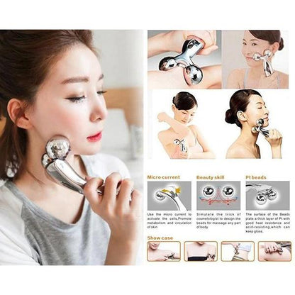 Wukusy 370 3D roller face massager with multiple rolling beads for skin relaxation and facial massage.
