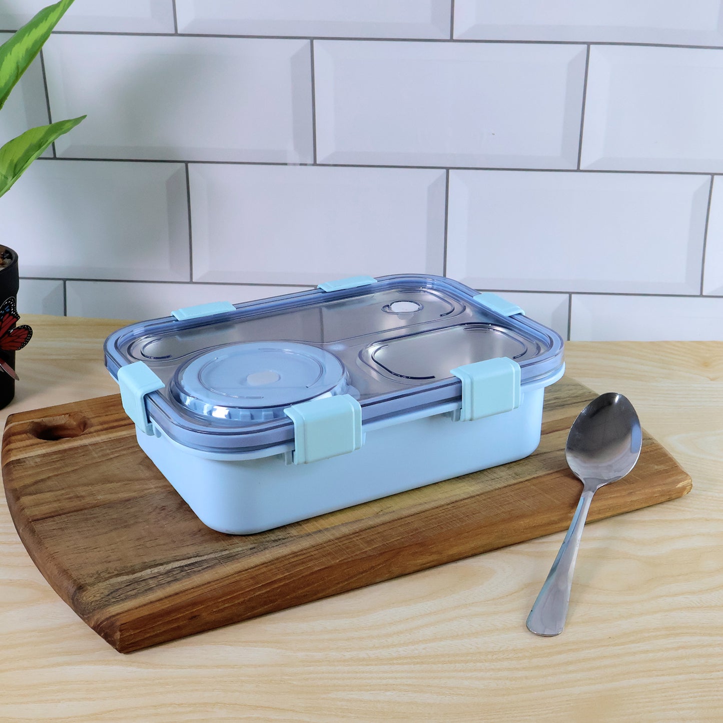 Wukusy premium stainless steel compartment lunch box set with multiple sections, ideal for home and kitchen meal storage.