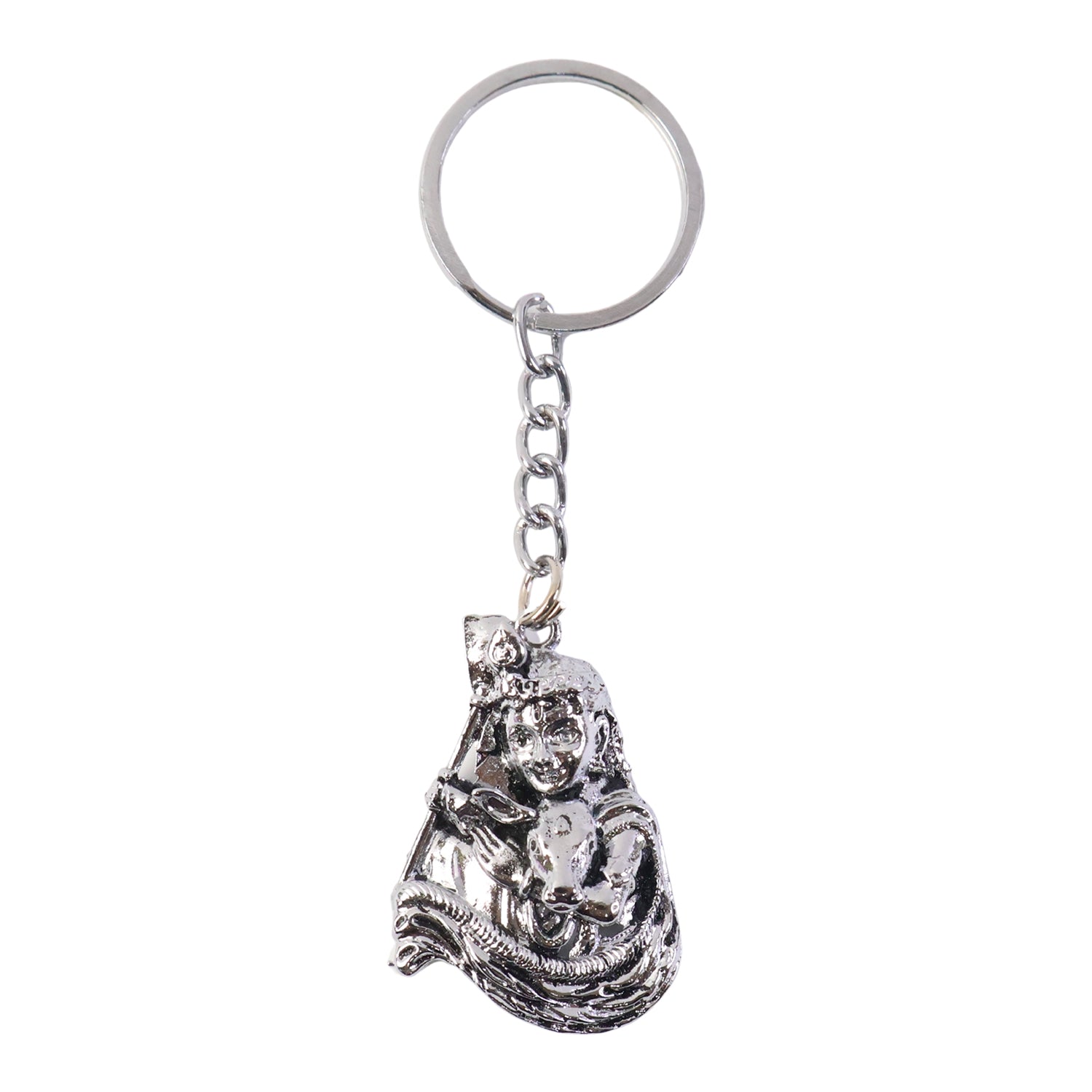 Silver-finish metal keychain from Wukusy with a sleek, durable design, displayed on a plain background.