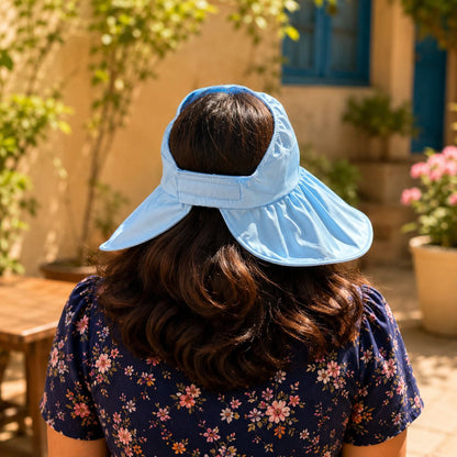 Wukusy women's wide brim sun protection hat with open top and mesh design in random color, outdoor sunshade accessory