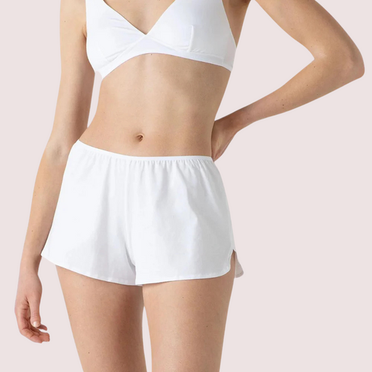 Eco Chic white cotton French knickers by Snazzyway, featuring classic design and lightweight, breathable fabric.
