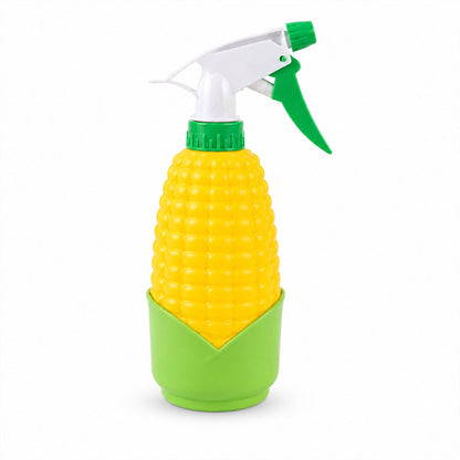 Wukusy corn-shaped trigger spray bottle for plants and cleaning, featuring a plastic water sprayer with a colorful corn design.