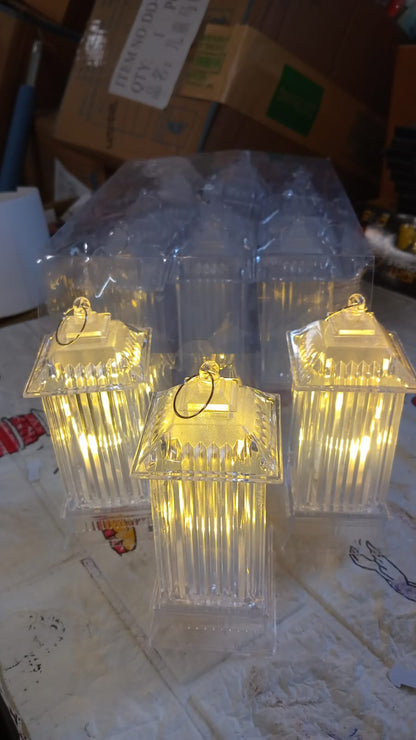 Wukusy lantern-shaped LED light decorative crystal candle lamp for holiday or bedroom ambiance, flickering crystal table lamp.